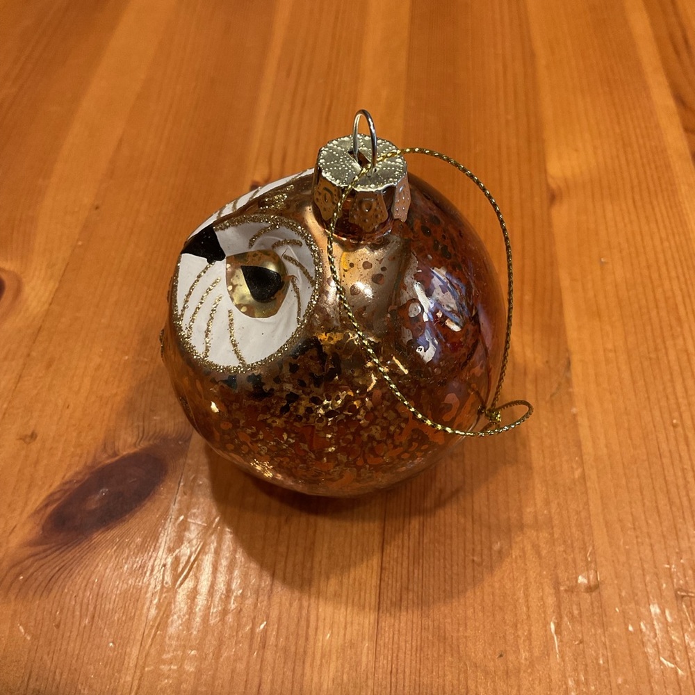 BLOWN GLASS OWL ORNAMENT VINTAGE PIER 1 Y2K GILDED VINTAGE CHRISTMAS - Picture 2 of 7